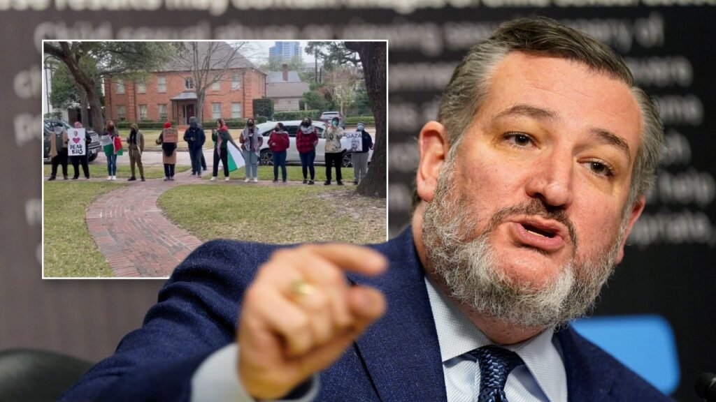 Rowdy anti-Israel group gathers outside Ted Cruz’s home for early morning protest: ‘harassing my family’