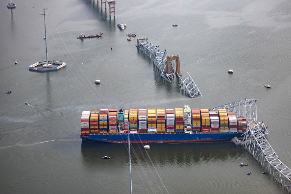 Crane operations and wreckage removal begins on collapsed Francis Scott Key Bridge