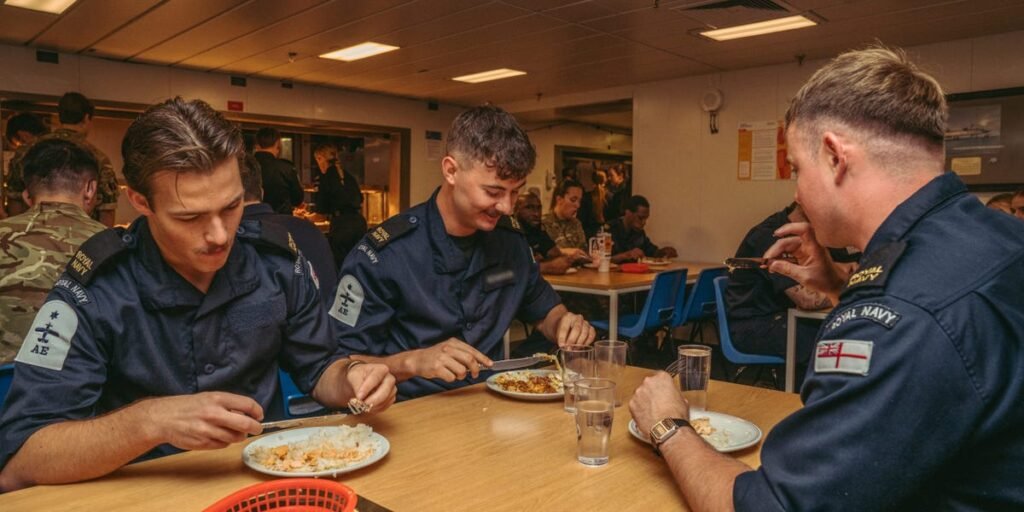 How the UK’s newest aircraft carrier feeds 1,600 troops a day, with regular steaks, roast dinners, and even kangaroo