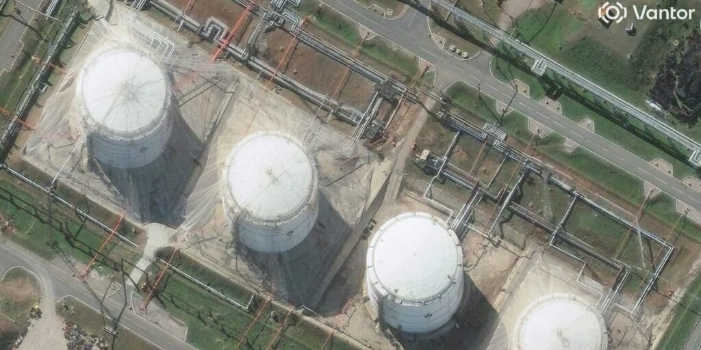 Satellite Images Show Anti-Drone Netting, Damage at Russian Oil Sites