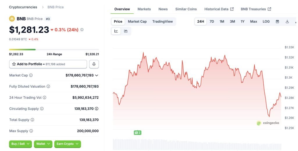 Binance Smart Chain (BSC) Ecosystem Faces Pullback, BNB Falls Almost 4%