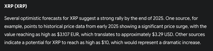 Google’s Gemini AI Predicts the Price of XRP, Cardano and Pepe by the End of 2025