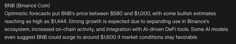 Perplexity AI Predicts the Price of BNB Coin, Ripple, Solana by the End of 2025
