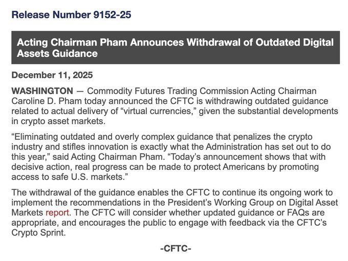 CFTC Scraps ‘Outdated’ Bitcoin Guidance – What This Means for Future Regulation