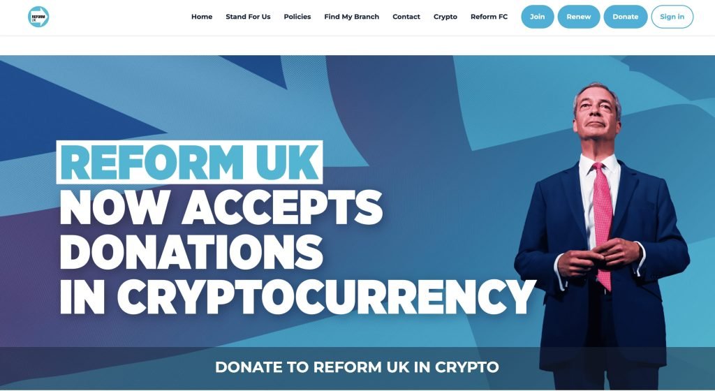 UK Eyes Crypto Political Donation Ban, Threatening Farage’s Reform War Chest
