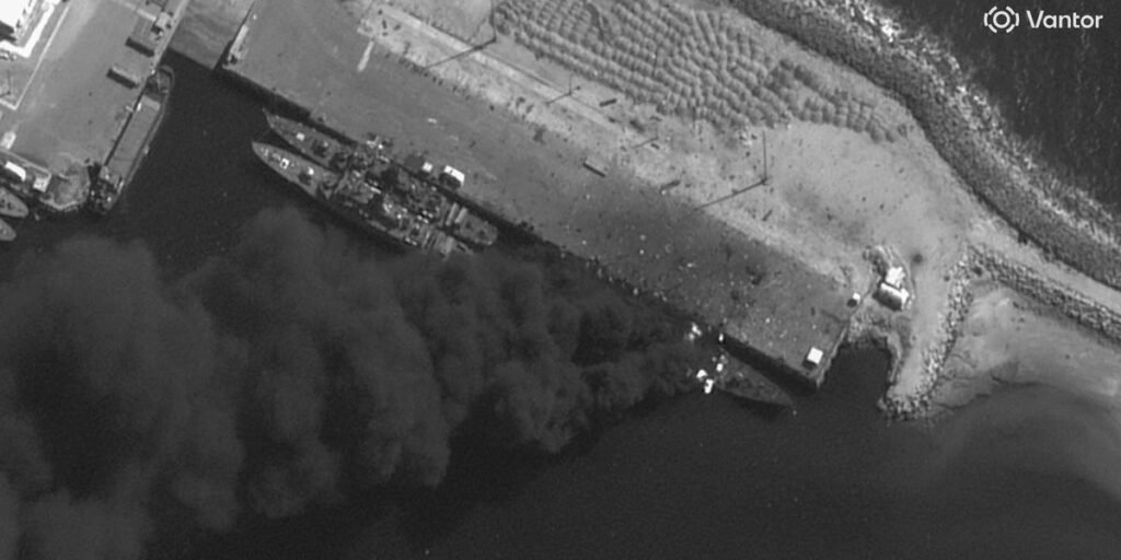 Satellite Images Show Iranian Warship Burning After US, Israel Strikes