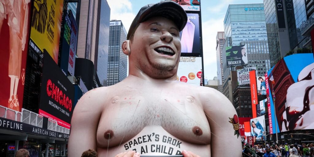 Elon Musk Inflatable Appears in Times Square, Protests SpaceX IPO