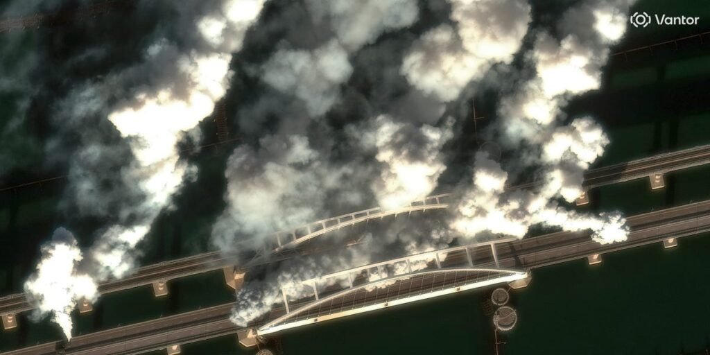 Satellite Images Show Russian Smoke Screens to Obscure Kerch Bridge
