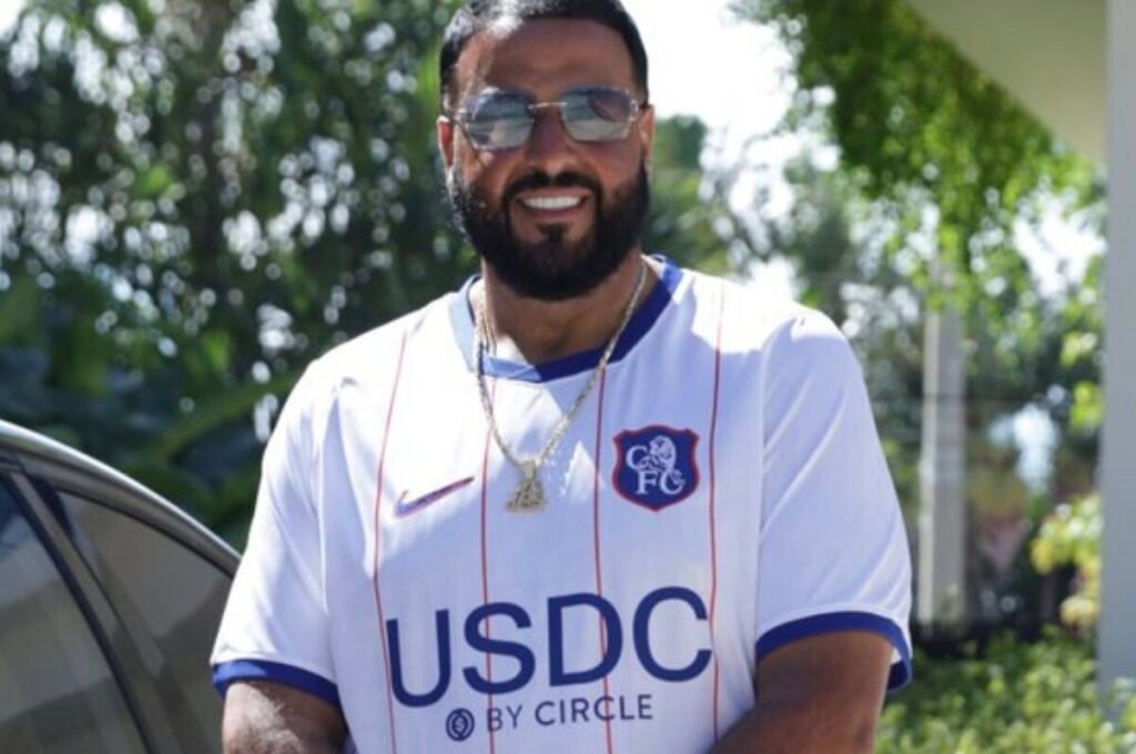 Circle Post Picture of DJ Khaled Crypto in a USDC Chelsea Shirt